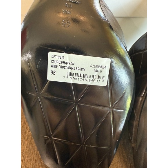 Schutz Dethalia Wide Croco Heeled Mules Dark Brown Size 9B New w/ Box - Picture 8 of 8